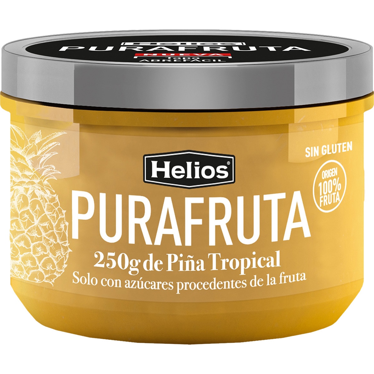 Mermelada de piña tropical sin gluten solo con azúcares procedentes de la fruta