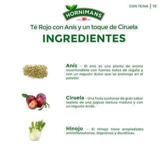 Té rojo con anís y un toque de ciruela estuche 20 bolsitas - Hornimans