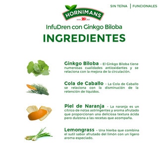 Infudren infusión de cola de caballo, gingko biloba y naranja estuche 20 bolsitas - Hornimans