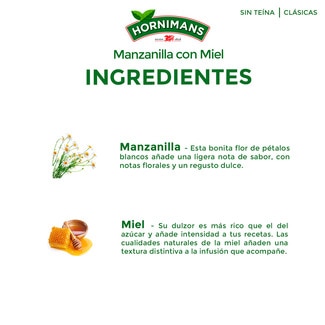 Infusión de manzanilla con miel estuche 25 bolsitas - Hornimans