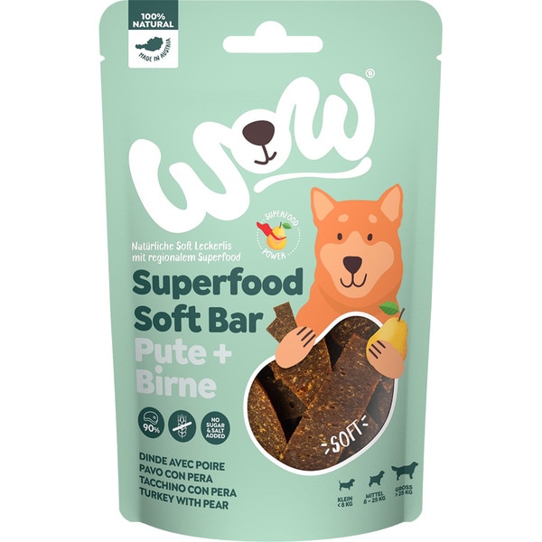 Superfood dog snack strips with turkey and pear container 150 g