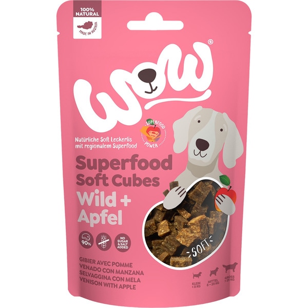 Superfood snacks en cubitos para perros con venado y mazana envase 150 g