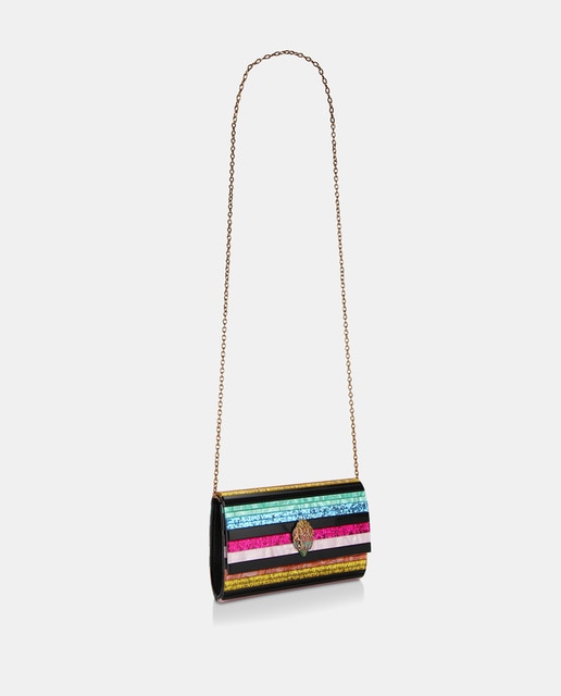 Clutch de fiesta con estampado a rayas