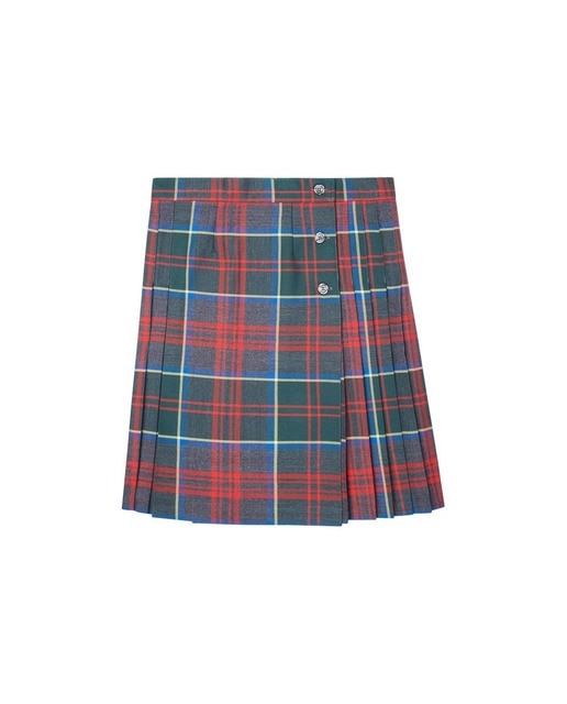 Falda de uniforme gris y roja