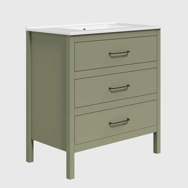 Mueble de baño con 3 cajones y lavabo cerámica 80 cm Zeus Ordóñez Baño