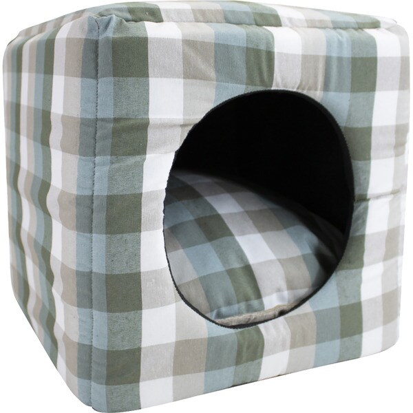 square igloo for dogs and cats Green Checks 40x40x40 cm 1 each