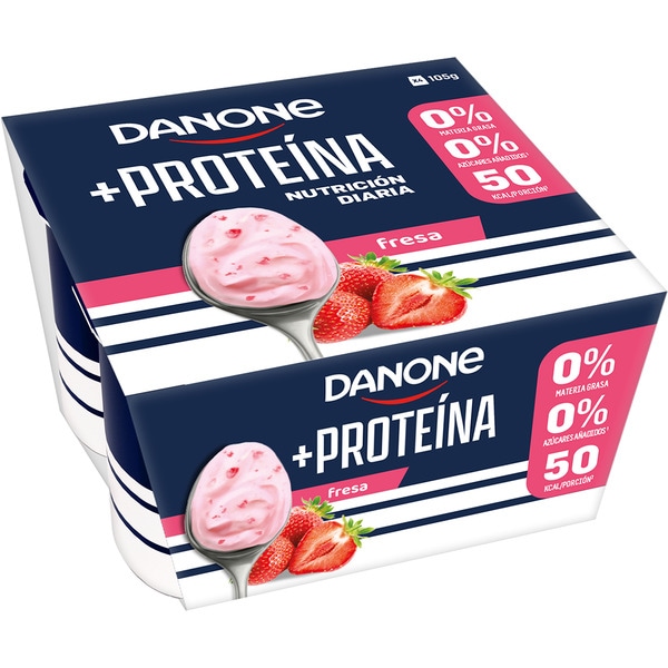Protein yogurt rich in protein strawberry 0% fat no added sugar 4-pack units 100 g gluten-free