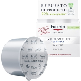 EUCERIN Hyaluron-Filler x 3 Effect für trockene Haut Tagescreme LSF 15 Nachfüllpackung 50 ml