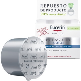 EUCERIN Hyaluron-Filler x 3 Effect für trockene Haut Nachtcreme LSF 15 Nachfüllpackung 50 ml