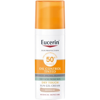 EUCERIN Sun Face Oil Control FPS 50+ crema solar facial con color tono medio Flacon 50 ml protege la piel grasa y con tendencia acneica