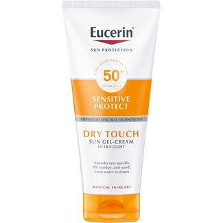 EUCERIN Sun Gel-Cream Dry Touch Sensitive Protect FPS 50+ para todo tipo de pieles 200+200 ml protector solar ultraligero con textura de gel-crema