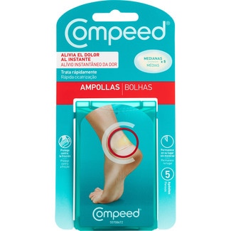 COMPEED Ampollas medianas apósitos para el alivio del dolor de las ampollas caja 5 unidades