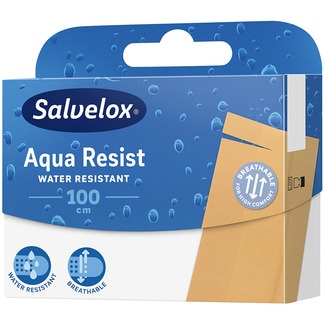 SALVELOX Aqua Resist banda adhesiva hipoalergénica de plástico 1m x 6cm caja 100 cm