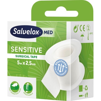 SALVELOX esparadrapo sensitive hipoalergénico para pieles sensibles 1 rollo de 5m x 2,5 cm