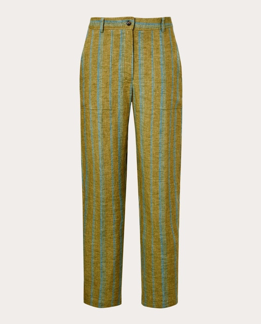 Pantalón recto de lino estampado