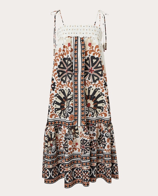 Vestido midi de algodón estampado