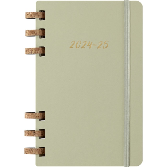Agenda espiral large académica de julio 2024 a junio 2025 semana y mes vista tapa dura Moleskine verde kiwi en inglés.
