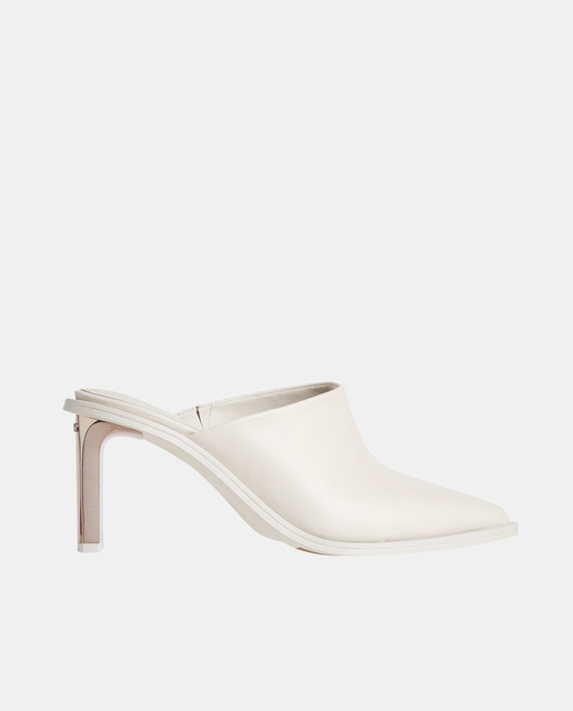 Mules mujer en piel con tacón bloque