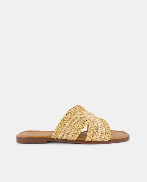 Sandalias planas mujer pala rafia