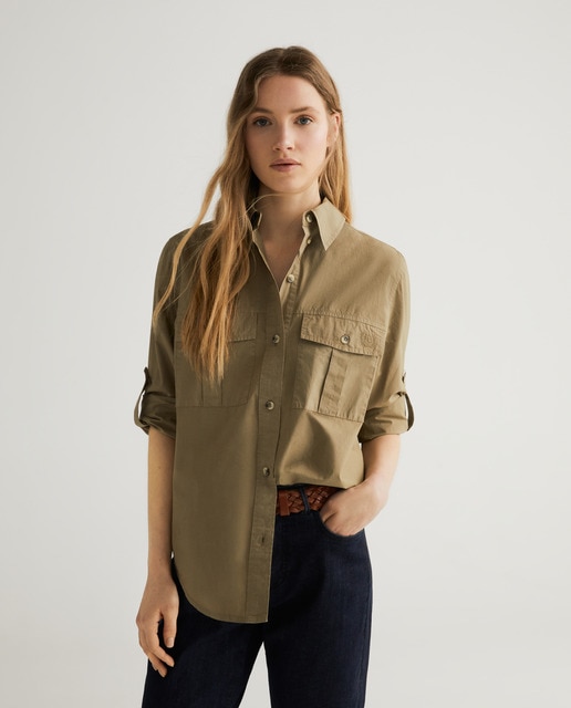 Camisa de mujer lisa de manga larga
