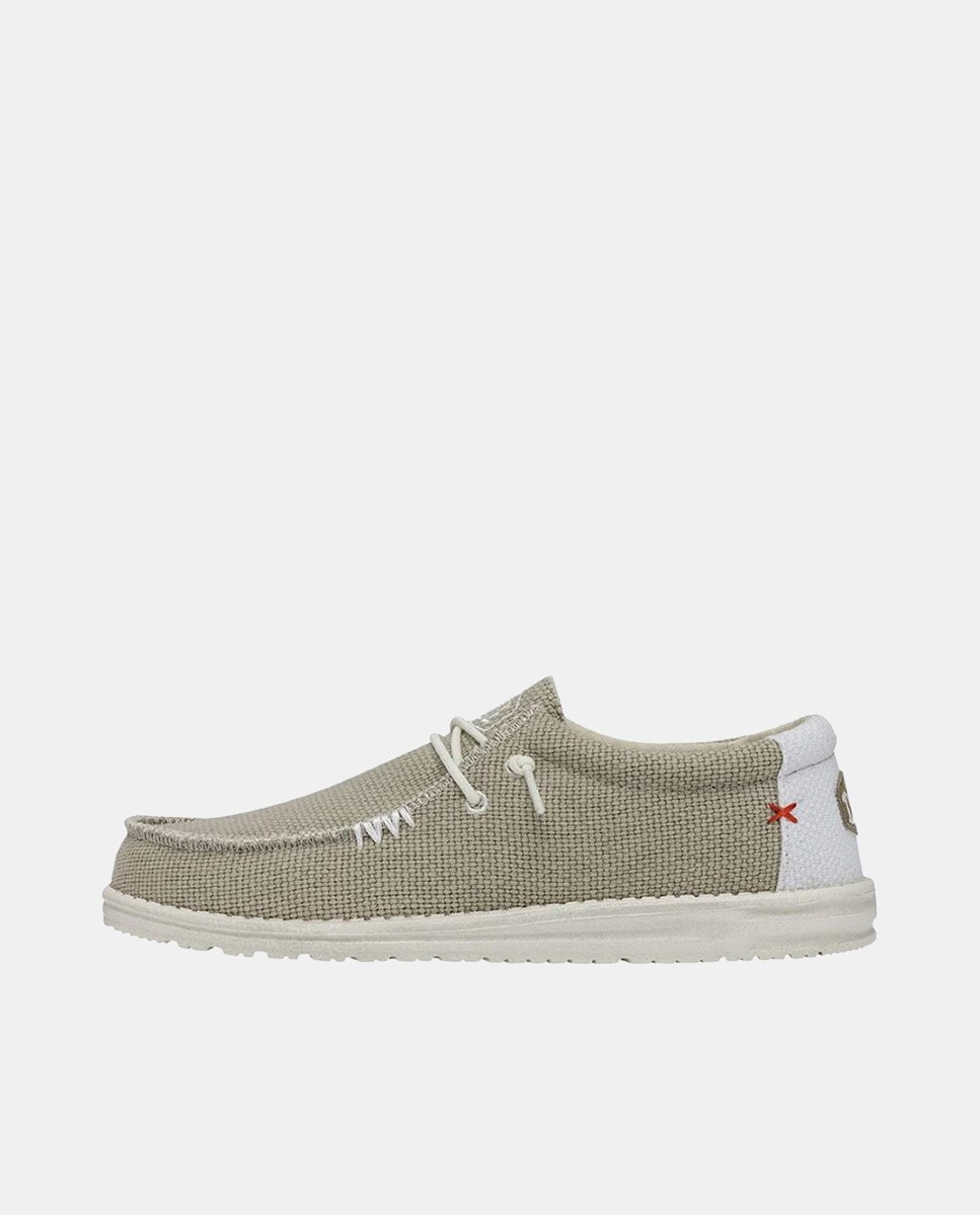 Sapatos de Atacadores Wally Braided em Têxtil com Sola Ultraligeira Bege-2