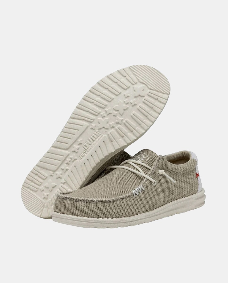 Sapatos de Atacadores Wally Braided em Têxtil com Sola Ultraligeira Bege-4