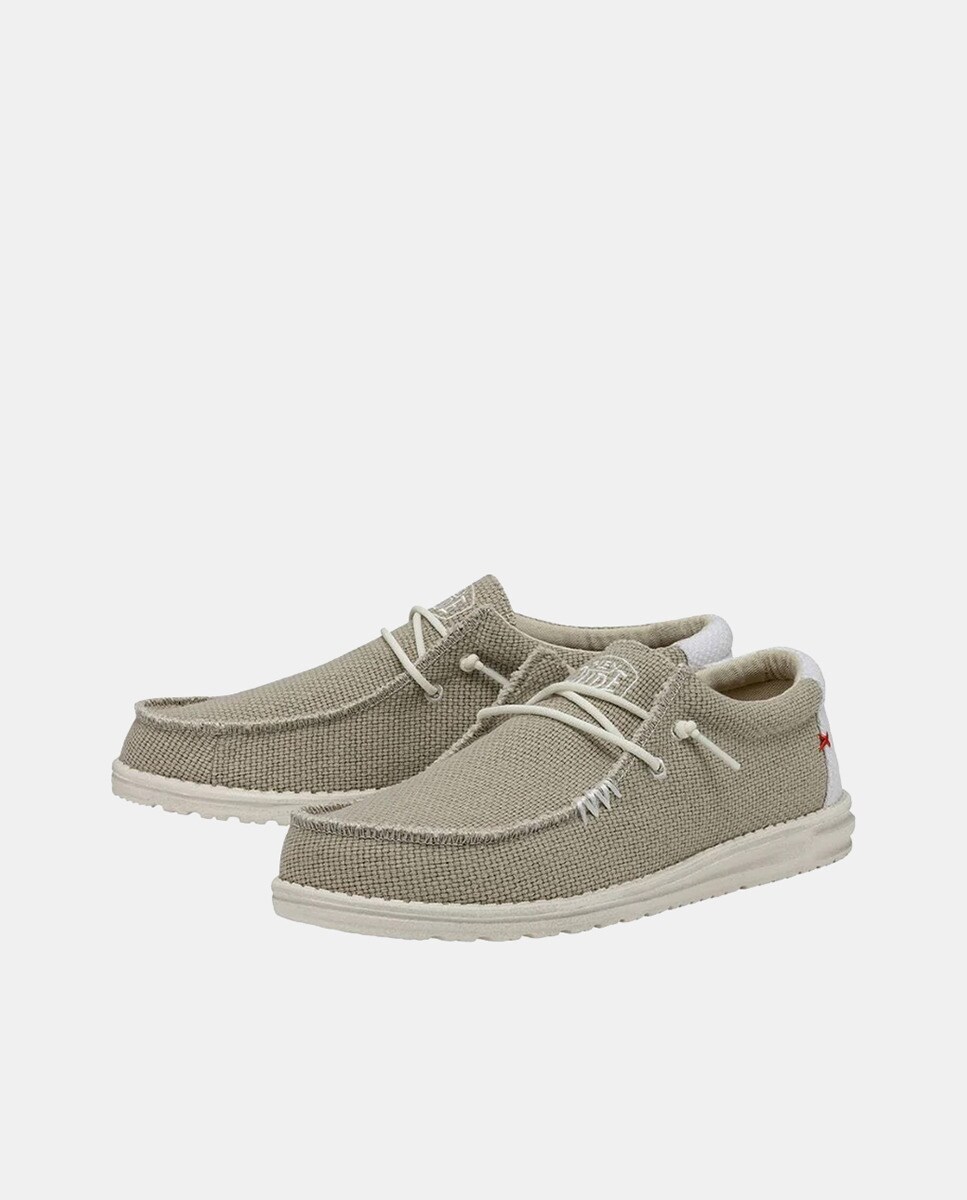 Sapatos de Atacadores Wally Braided em Têxtil com Sola Ultraligeira Bege-3