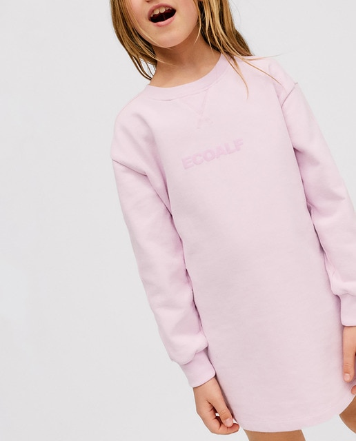 Sudadera/Vestido de niña manga larga, con estampado beacuse