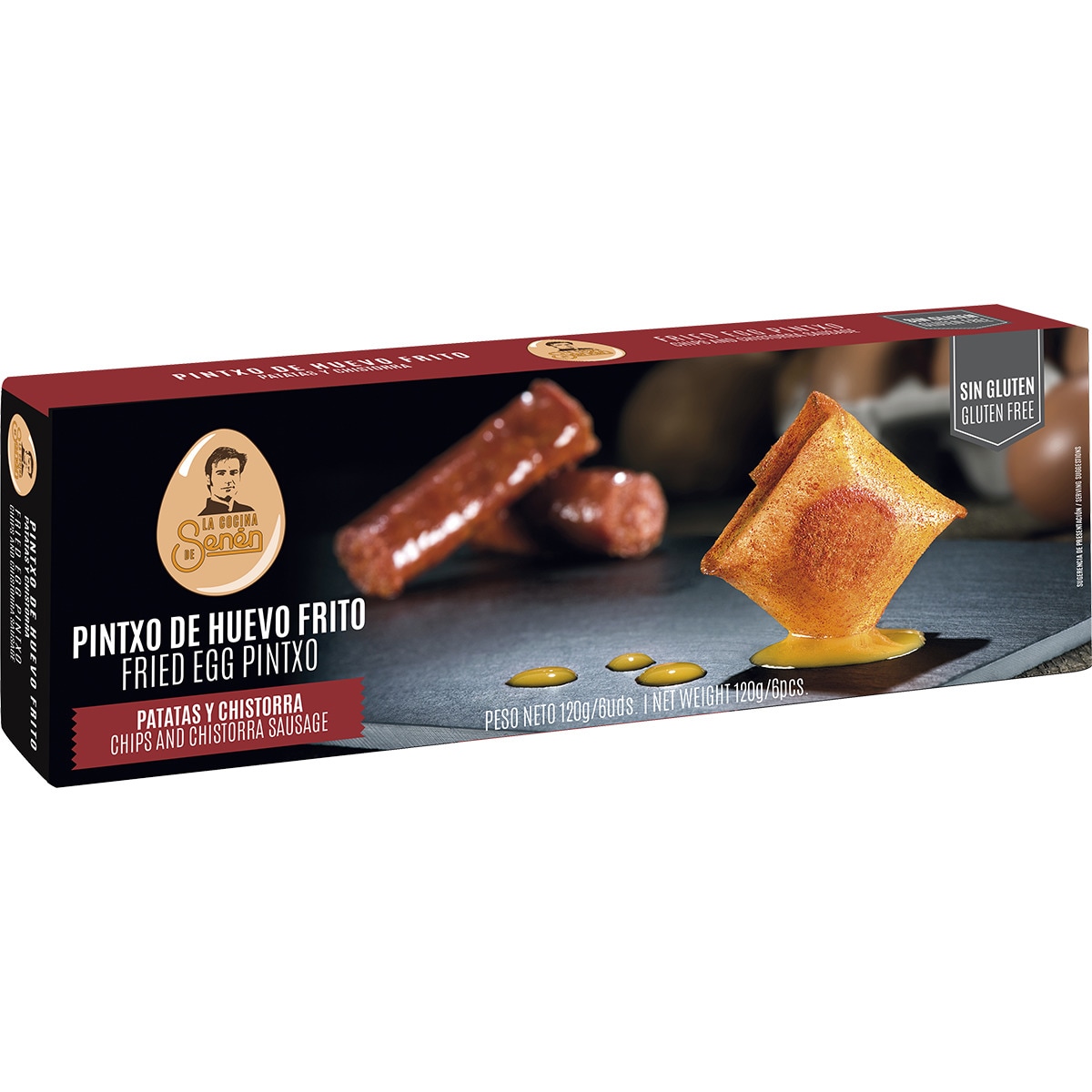 pintxo de huevo frito con patatas y chistorra sin gluten