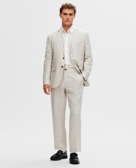 Pantalón de traje de hombre 100% lino regular fit