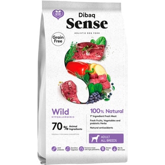 DIBAQ Sense pienso para perros adultos de todos los tamaños con ciervo y jabalí Grain Free bolsa 2 kg