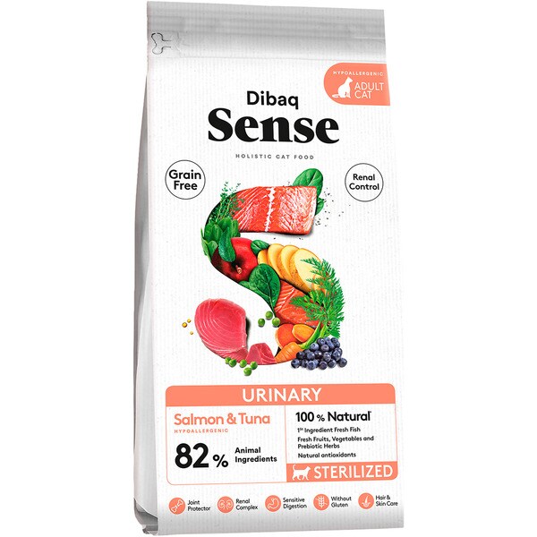 Sense Urinary dry cat food for sterilised adult cats with salmon and tuna bag 1,5 kg
