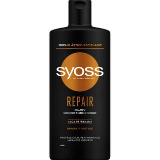 SYOSS Repair champú con alga de Wakame frasco 440 ml para cabello seco y dañado