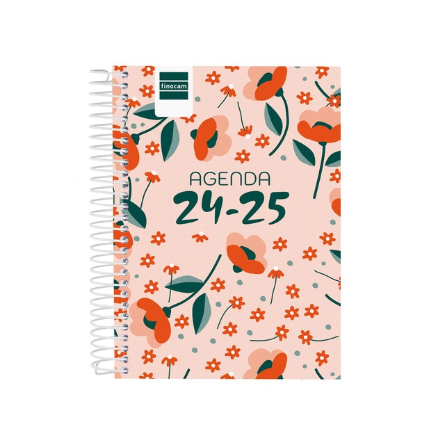 Agenda curso 2024-2025 Cool 1/8 - 120x164 mm 1 día página Floral Finocam multilingüe.