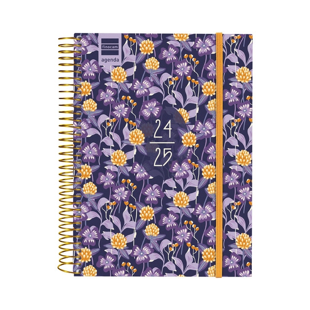 Agenda curso 2024-2025 Secundaria 1/4 - 155x212 mm 1 día página Lilac Finocam multilingüe.
