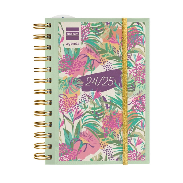 Agenda curso 2024-2025 Mini Institut 1/8 - 120x169 mm 1 día página Personalizable Tropic Finocam Multilingüe.