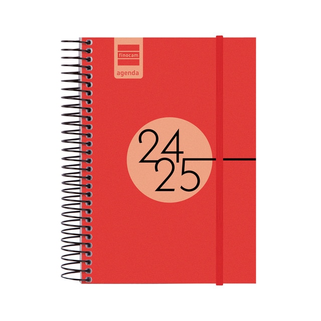 Agenda curso 2024-2025 Espir Label E8 - 120x171 mm 1 día página Finocam rojo.