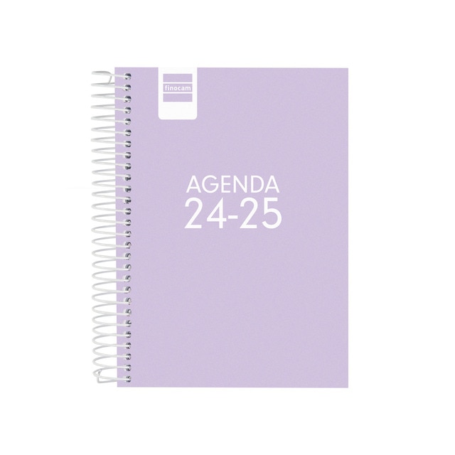 Agenda curso 2024-2025 Cool 1/8 - 120x164 mm 1 día página Finocam lila catalán multilingüe.