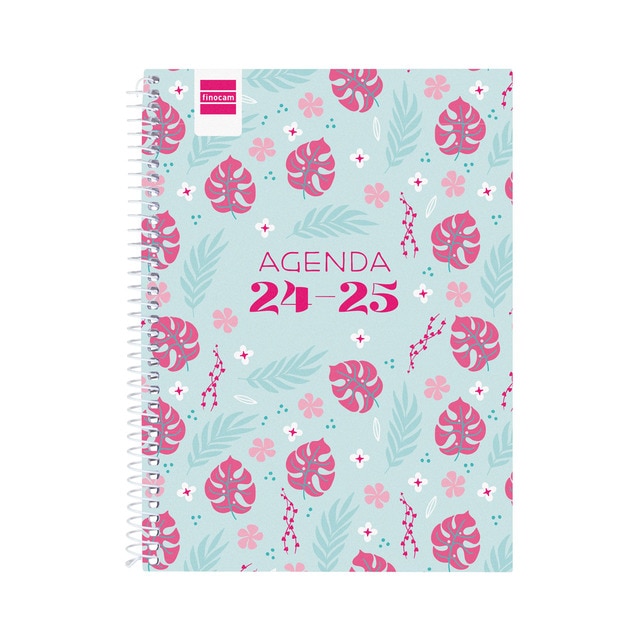 Agenda curso 2024-2025 Cool 1/4 - 155x212 mm semana vista horizontal Selva Finocam catalán multilingüe.