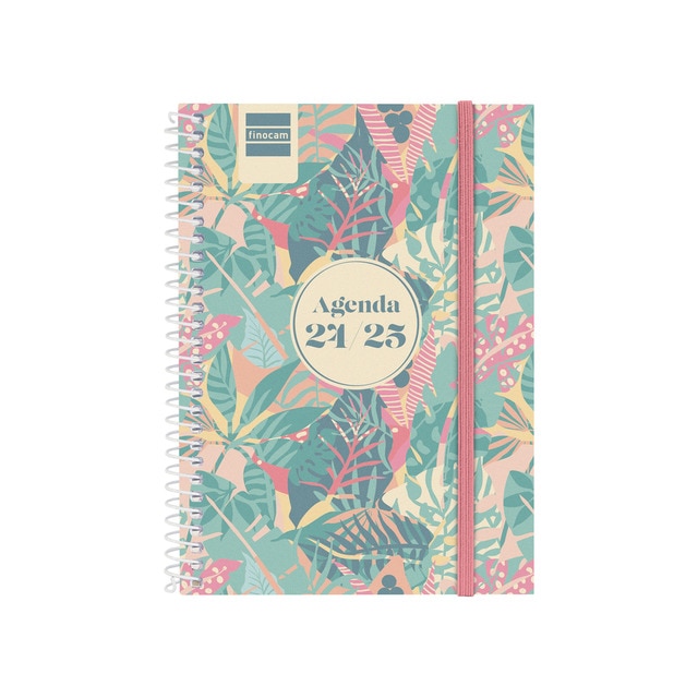 Agenda curso 2024-2025 Secundaria 1/8 - 120x164 mm semana vista horizontal Exotic Finocam catalán multilingüe.