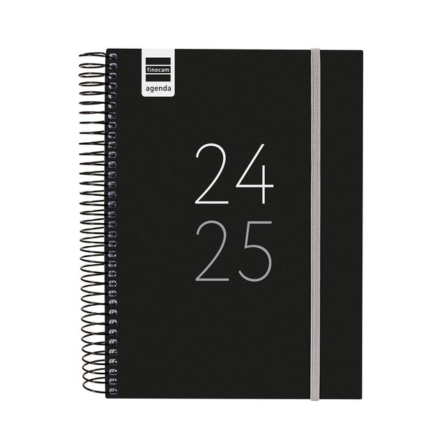 Agenda curso 2024-2025 Secundaria 1/4 - 155x212 mm 1 día página Finocam negro catalán multilingüe.