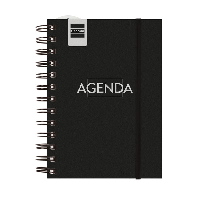 Agenda curso 2024-2025 Mini Institut 1/8 - 120x169 mm semana vista horizontal Finocam negro catalán Multilingüe.