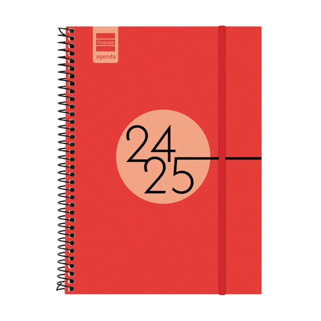Agenda curso 2024-2025 Espir E10 - 155x212 mm semana vista horizontal Finocam rojo catalán.