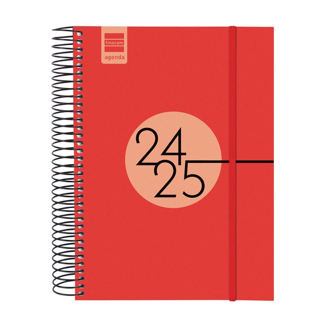 Agenda curso 2024-2025 Espir E10 - 155x212 mm 1 día página Finocam rojo catalán.