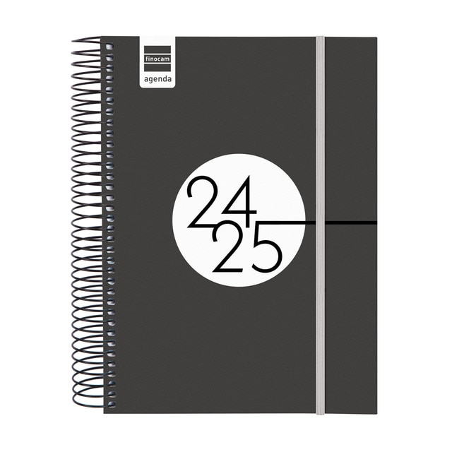 Agenda curso 2024-2025 Espir E10 - 155x212 mm 1 día página Finocam negro catalán.