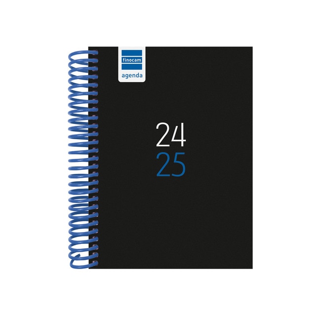 Agenda curso 2024-2025 Diva 1/8 - 120x164 mm 1 día página Finocam negro portugués multilingüe.