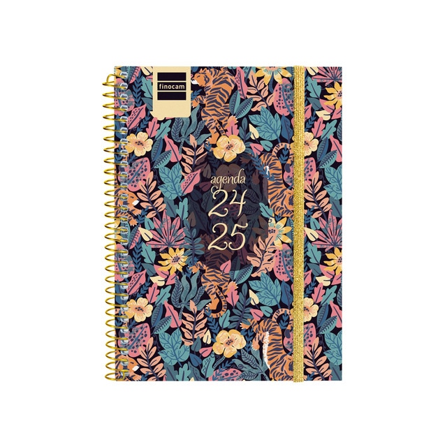 Agenda curso 2024-2025 Secundaria 1/8 - 120x164 mm semana vista horizontal Tiger Finocam portugués multilingüe.