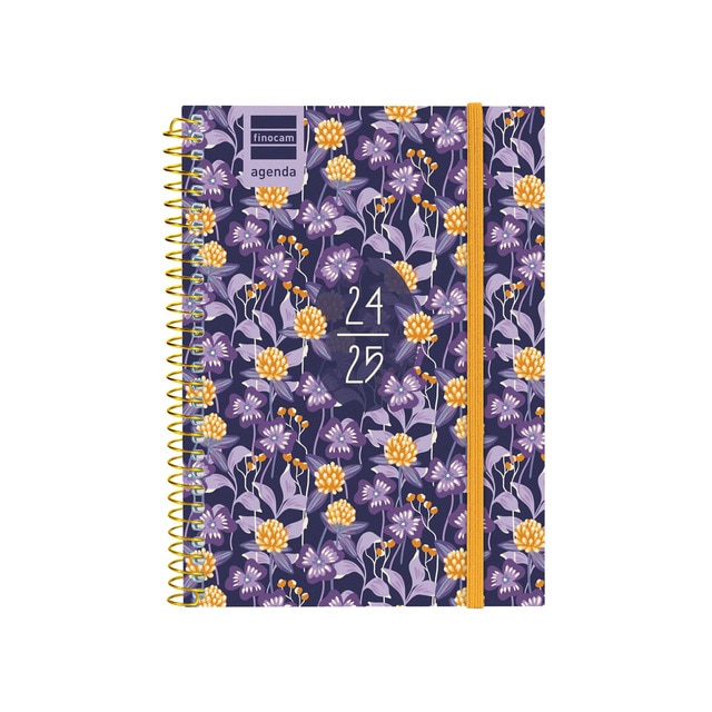 Agenda curso 2024-2025 Secundaria 1/8 - 120x164 mm semana vista horizontal Lilac Finocam portugués multilingüe.