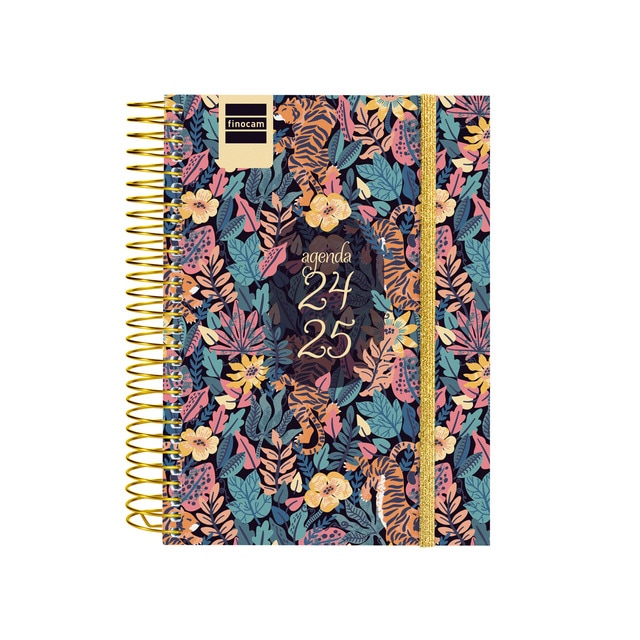 Agenda curso 2024-2025 Secundaria 1/8 - 120x164 mm 1 día página Tiger Finocam portugués multilingüe.