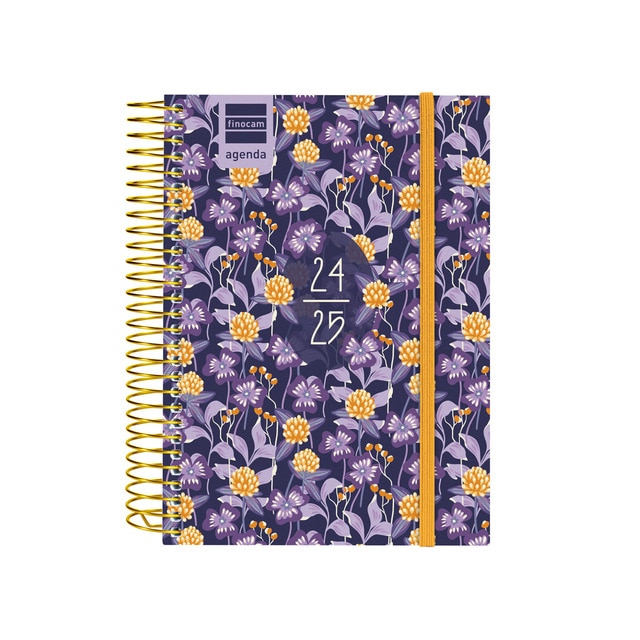Agenda curso 2024-2025 Secundaria 1/8 - 120x164 mm 1 día página Lilac Finocam portugués multilingüe.